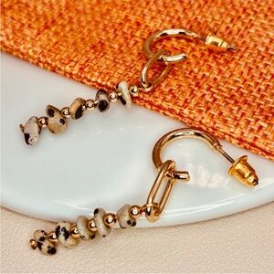 Free People Gold and Natural Stone Drop Earrings